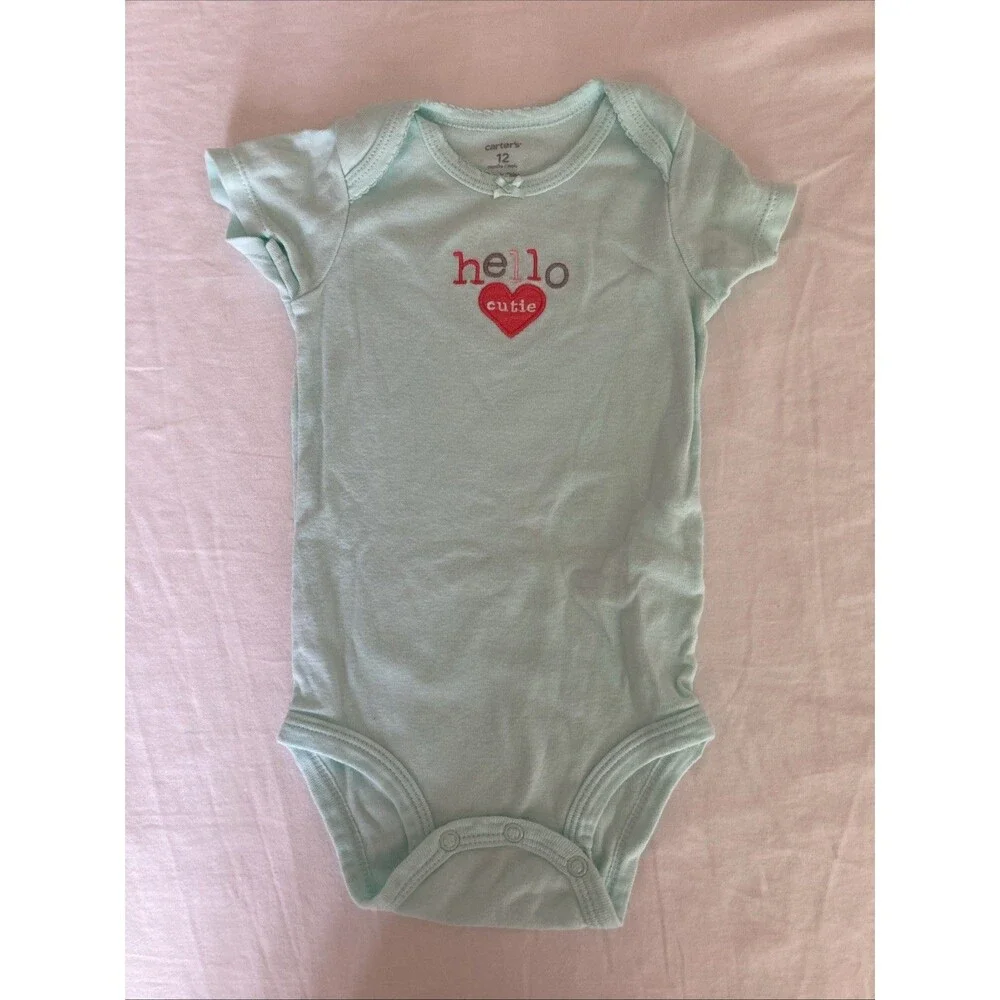 12 Months Carter’s baby girl clothes - short sleeve one piece | cutie theme